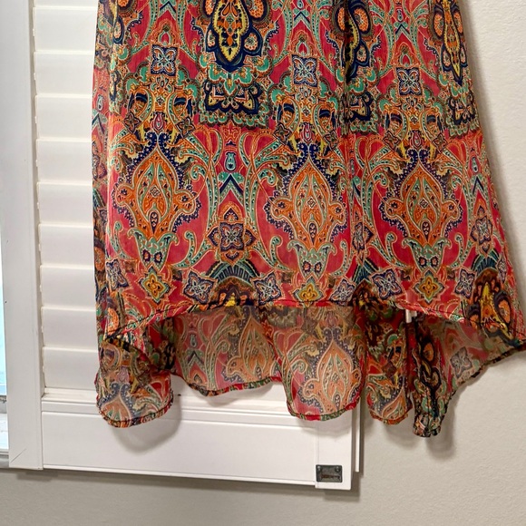 Women’s Strapless Dress Size M Long Maxi Boho Smocked Indie Print Colorful - Picture 8 of 9